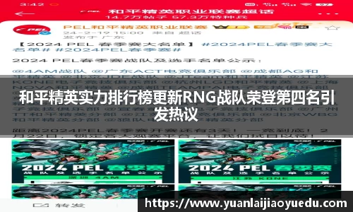 和平精英实力排行榜更新RNG战队荣登第四名引发热议